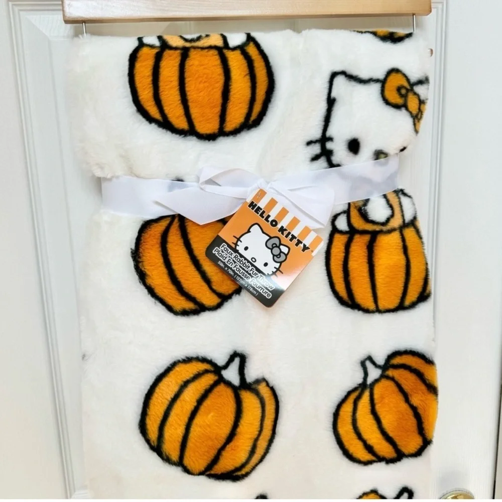 Hello Kitty Faux Rabbit Fur Throw Blanket Viral Fall Pumpkins